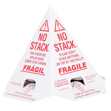 White with Red Print Pallet Cones - English, French & Spanish -50 per Case